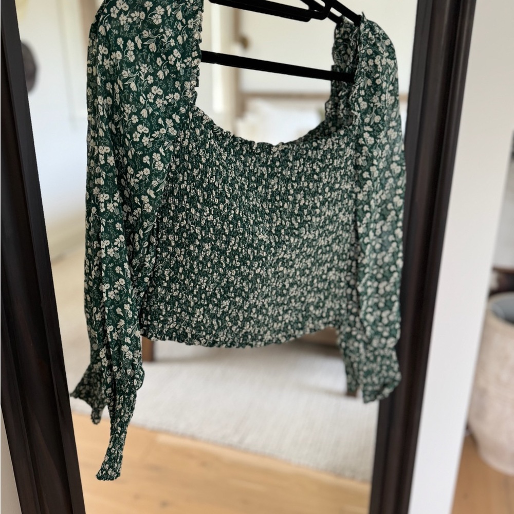 Reformation Pinto Top | Green and White | Size S